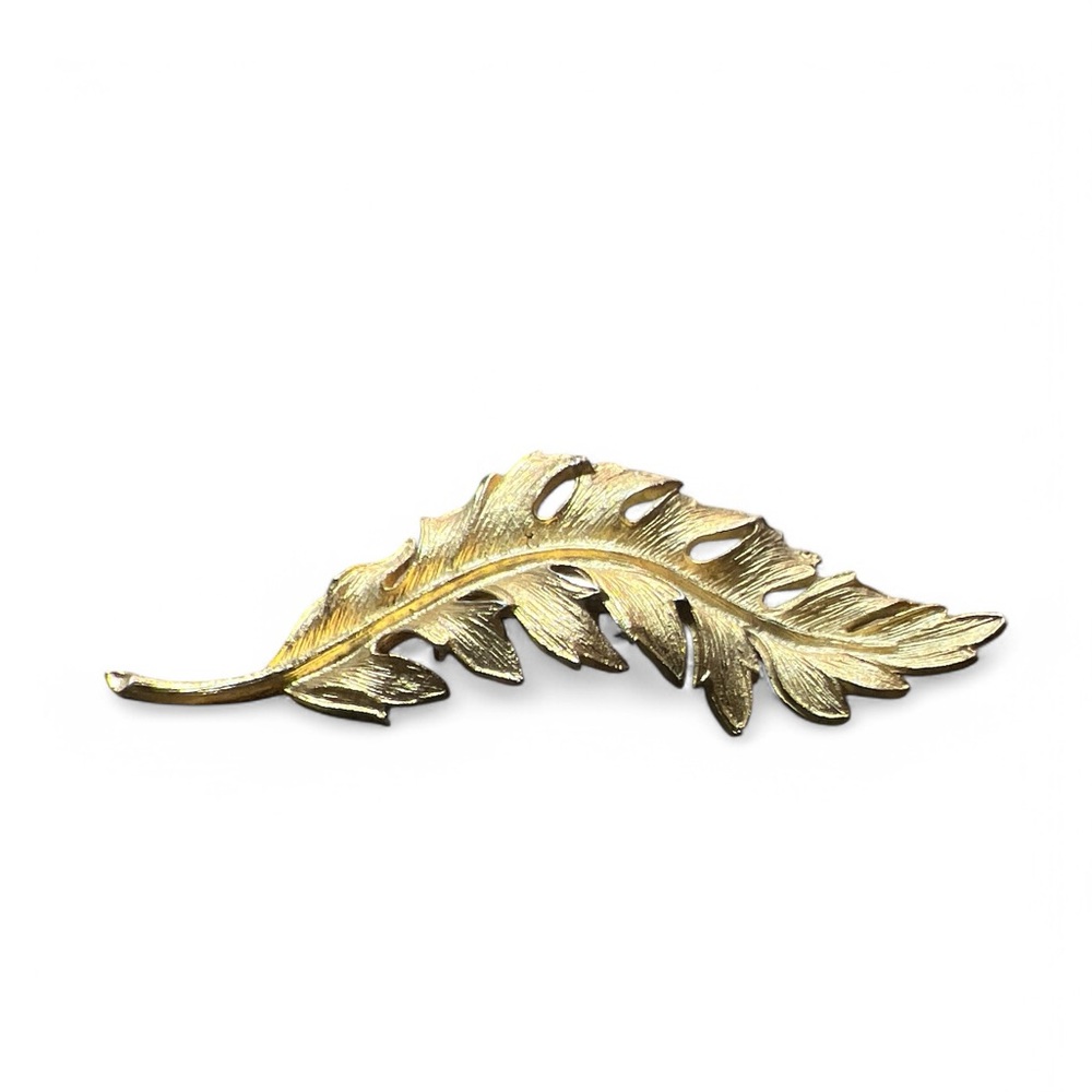 Vintage‎ Signed Coro 1961 Matte Gold Tone Fall Leaf Pin Brooch Women